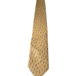 Alynn Necktie Mens OS Yellow Treble Clef Music Notes Silk Handmade Classic Tie